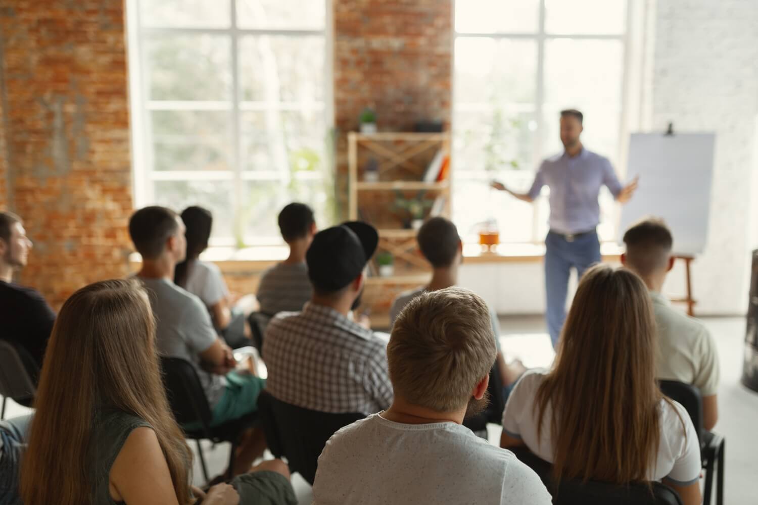 Speaker in front of a classroom