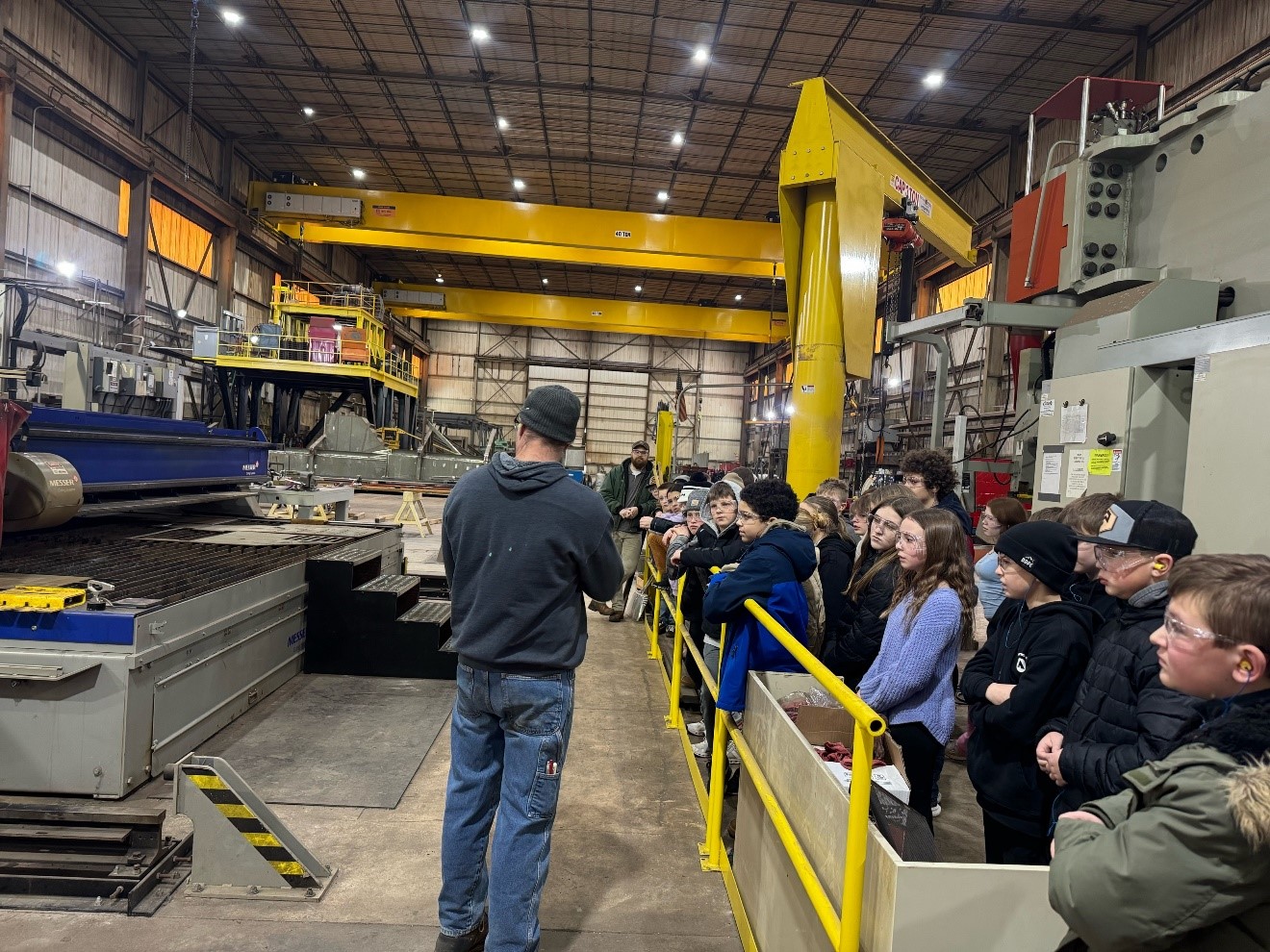 Students on a visit to an industrial plant